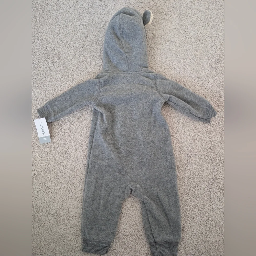 NWT Lot Of 2 Carter's Fleece One Piece FullZip Bodysuit Plaid Size 6 Months